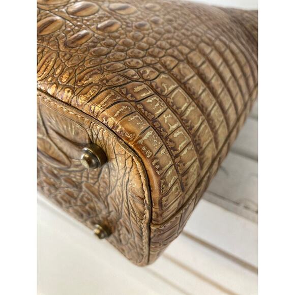 BRAHMIN BROWN AND GOLD SHIMMER CROCK LEATHER SHOULER BAG - Picture 10 of 16